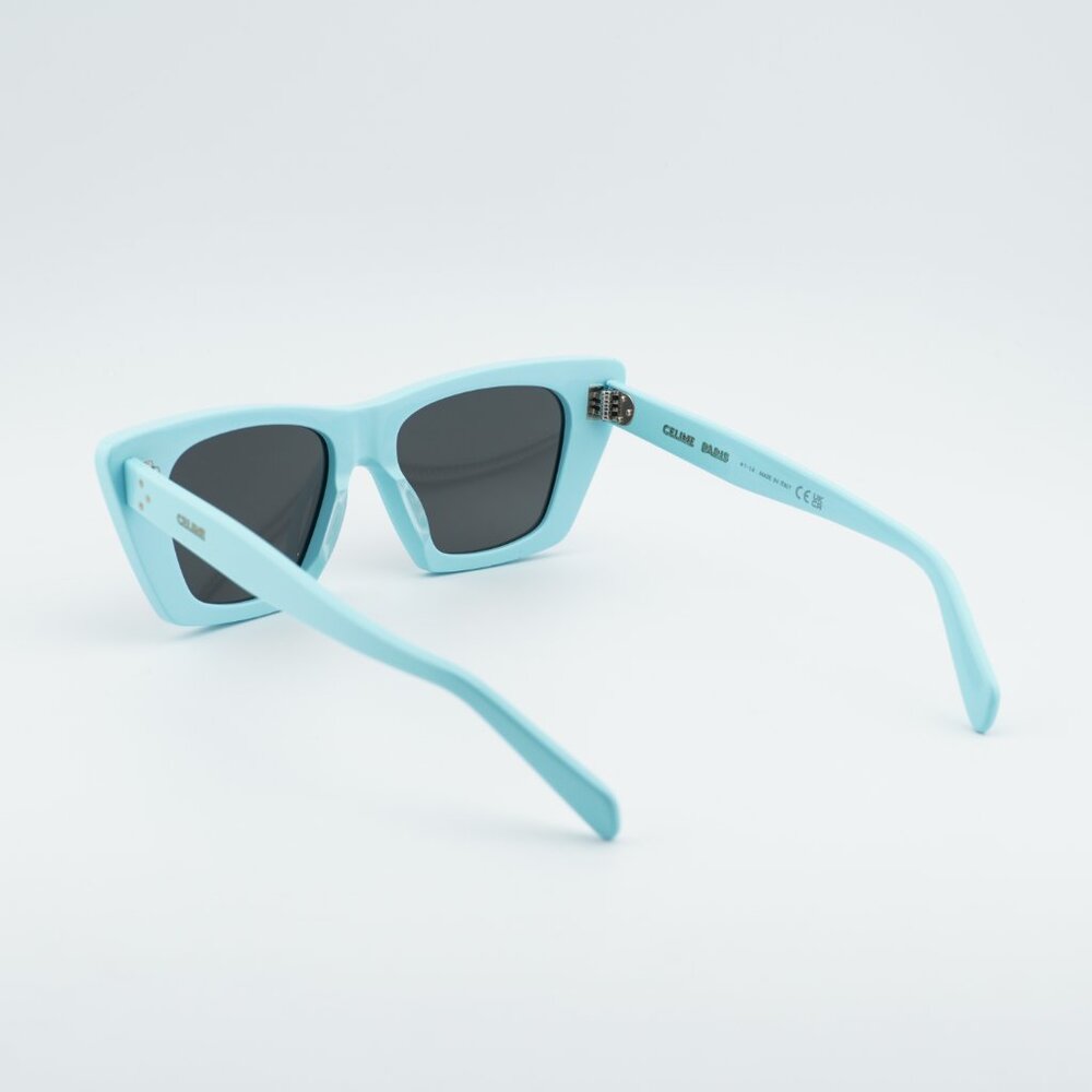 Celine CL40187I 84A Sunglasses Shiny Sky Blue Cat Eye Frame, Grey Lenses - Picture 9 of 10